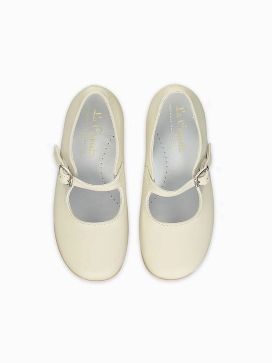 La Coqueta Other - La Coqueta Ivory Nappa Leather Mary Jane Shoes Girls Size 27 EU / US 10